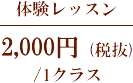 体験レッスン 2,000円 (税抜)/1クラス